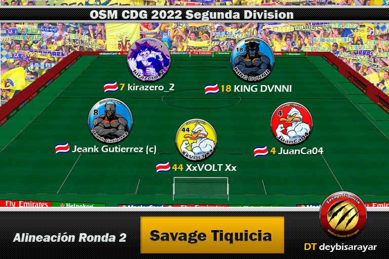 Alineación Savage Tiquicia CDG Ronda 2.png