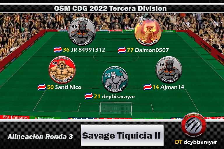 Alineación Savage Tiquicia II CDG Ronda 3.png